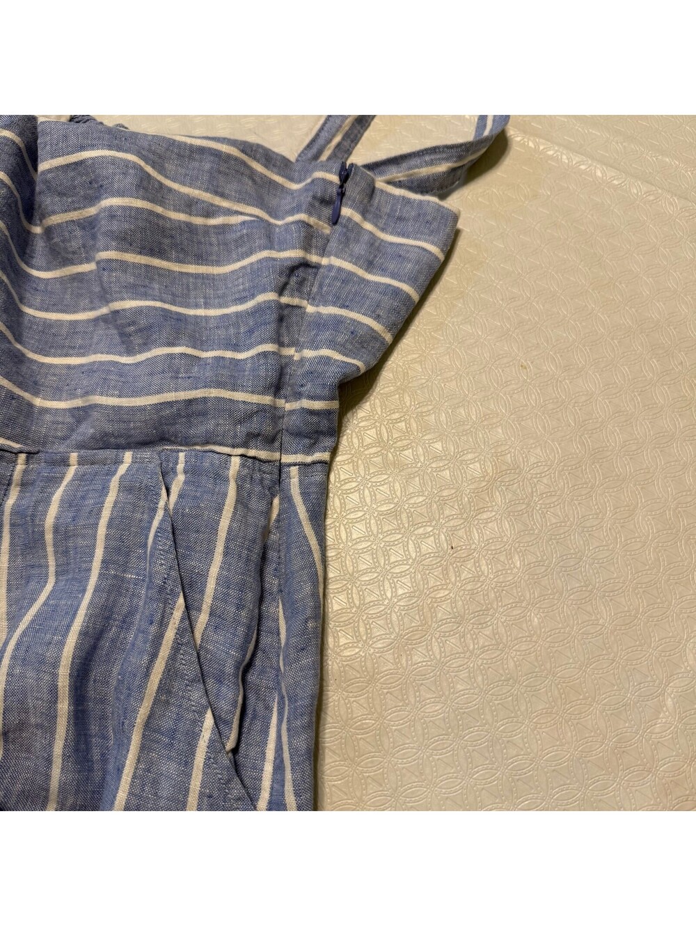 C&C California Blue and White Striped Linen Jumpsuit Size 16 - Picture 4 of 9